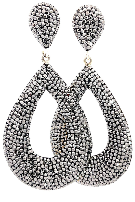 Open Teardrop Crystal 925 Sterling Silver Statement Earrings - Born To Glam Born To Glam