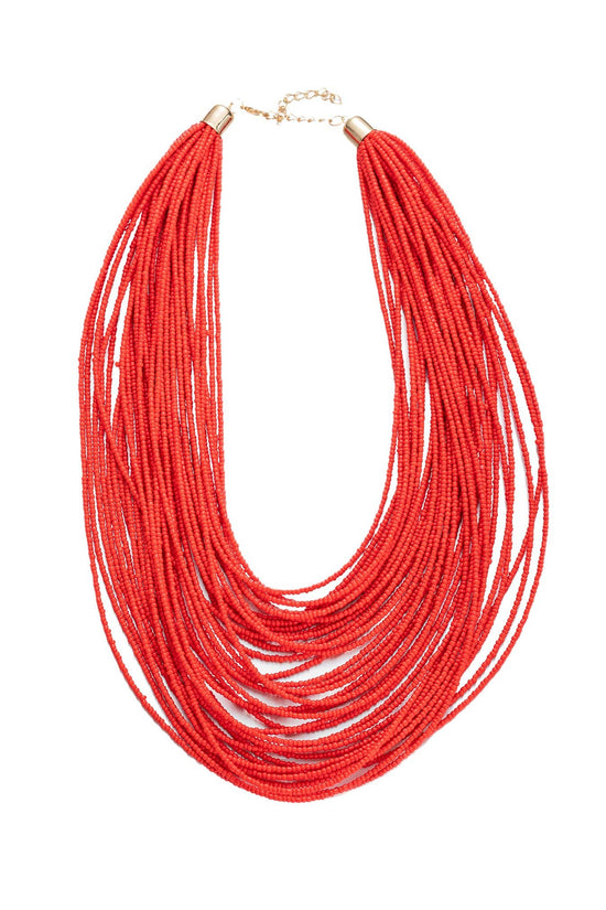 Ruby Red Seed Bead Necklace - Born To Glam Born To Glam