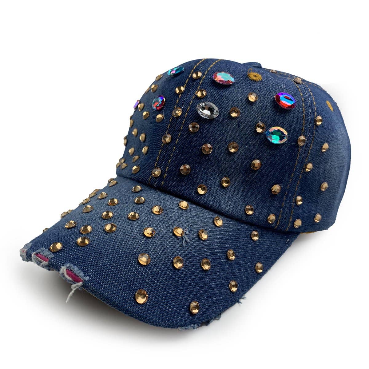Desire Rhinestone Denim Baseball Hat - Born To Glam Born To Glam