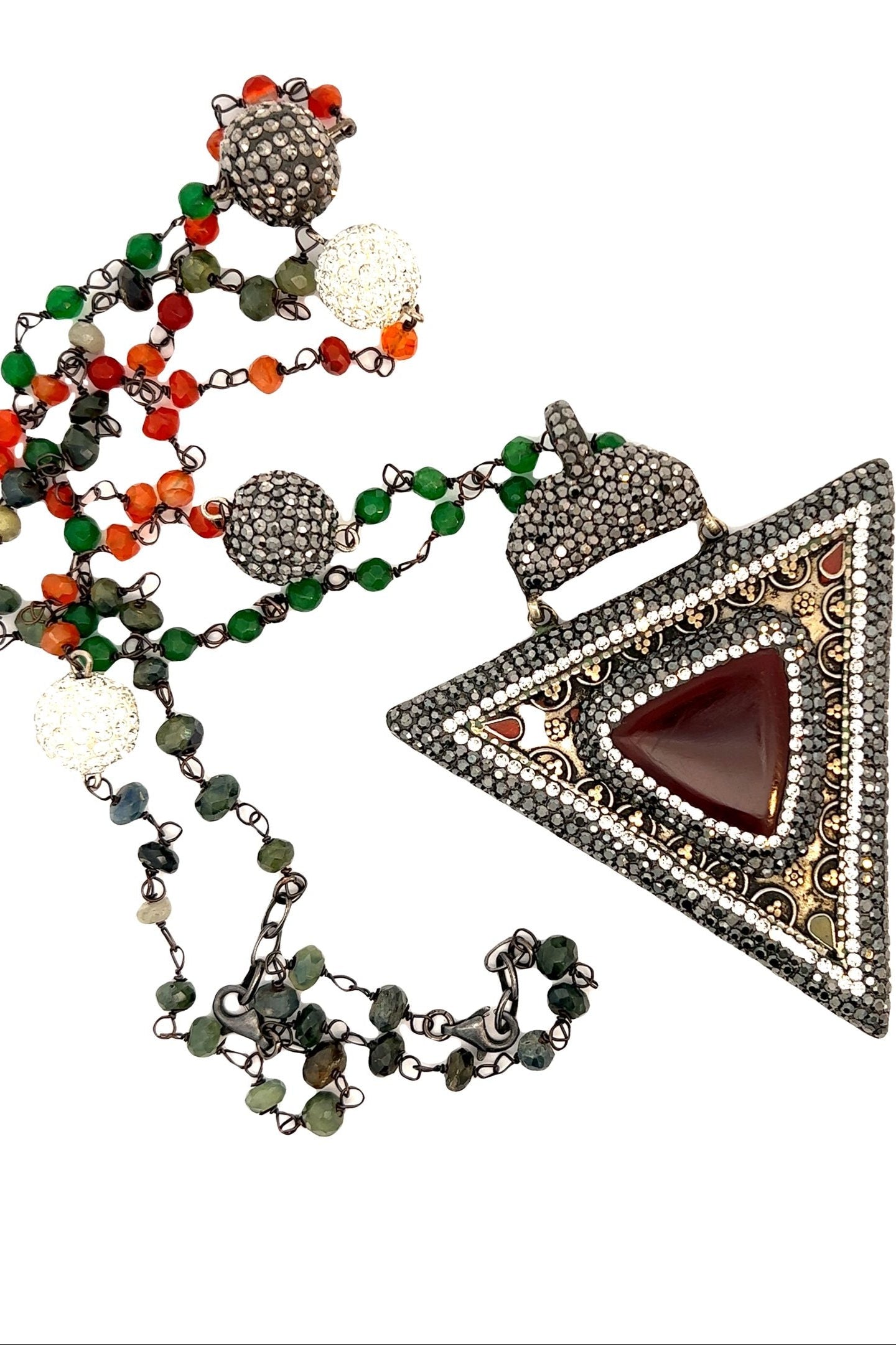Carnelian Necklace With Triangle Pendant - Born To Glam Born To Glam