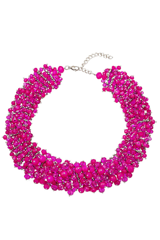 Harper Hot Pink Collar Statement Necklace - Born To Glam Born To Glam