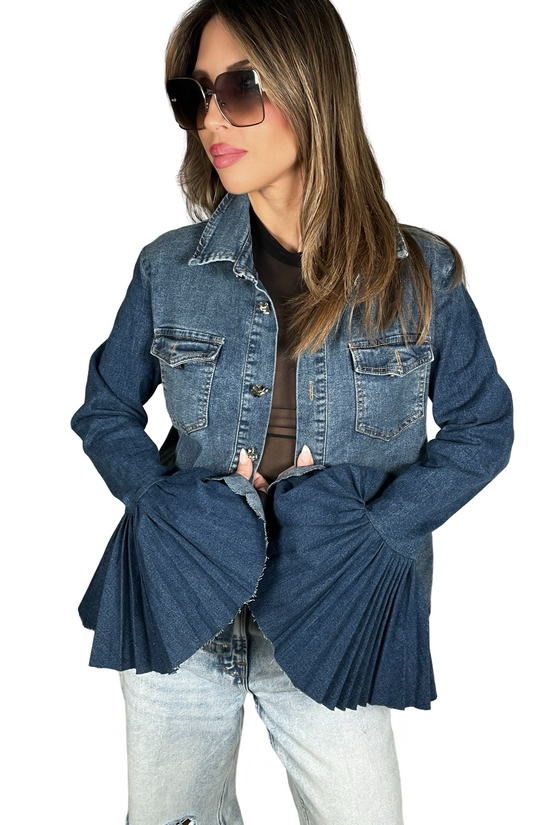 Flare Sleeve Denim Jacket - Born To Glam Born To Glam