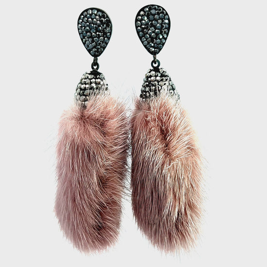 Load and play video in Gallery viewer, Pink Fur Drop Crystal Earring
 Born To Glam