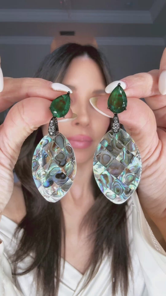 Abalone Green Cubic Zirconia Earring Born To Glam