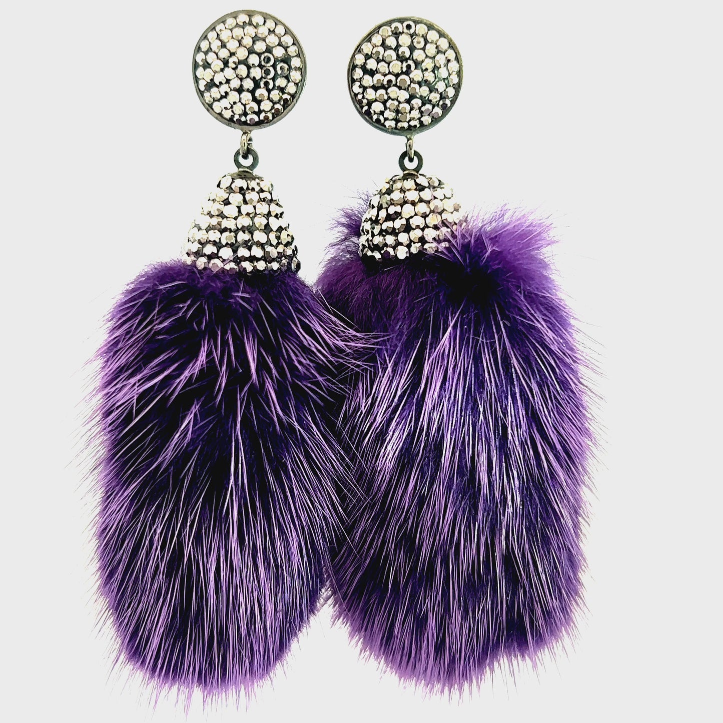 Load and play video in Gallery viewer, Purple Fur Drop Crystal Earring
 Born To Glam