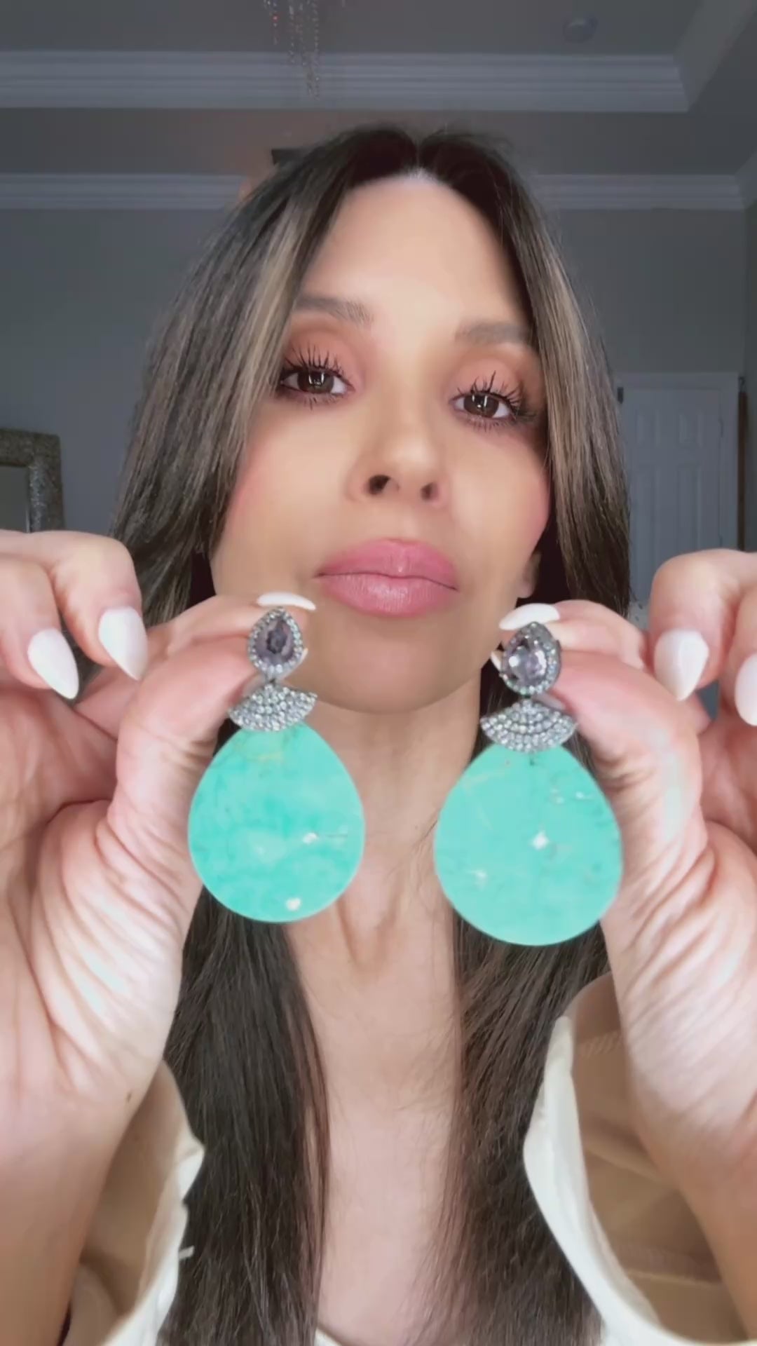 Turquoise Cubic Drop Earring Born To Glam