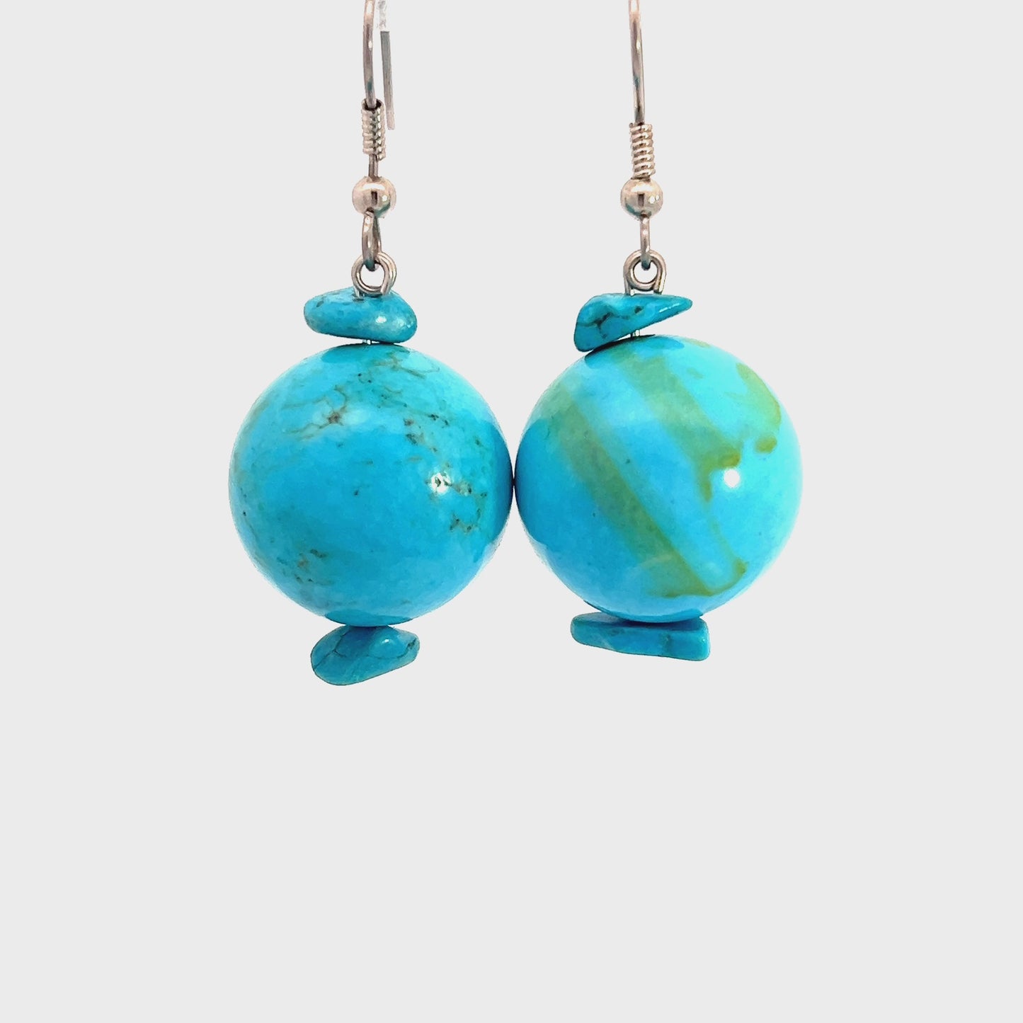 Load and play video in Gallery viewer, Turquoise Howlite Sphere Sterling Silver Earring
 Born To Glam