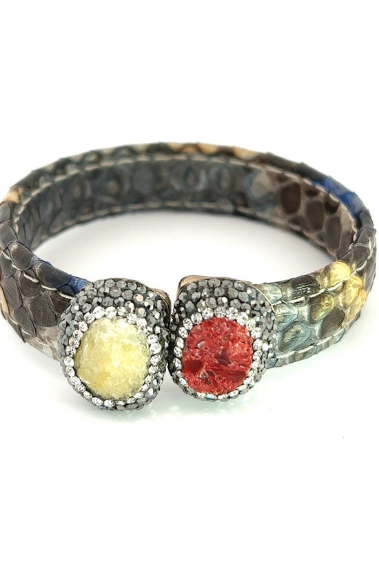 Small Splendor Gemstone Leather Cuff Bracelet - Born To Glam Born To Glam